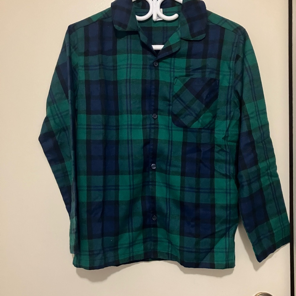 Old Navy Christmas Green and Blue Flannel Pajama Set